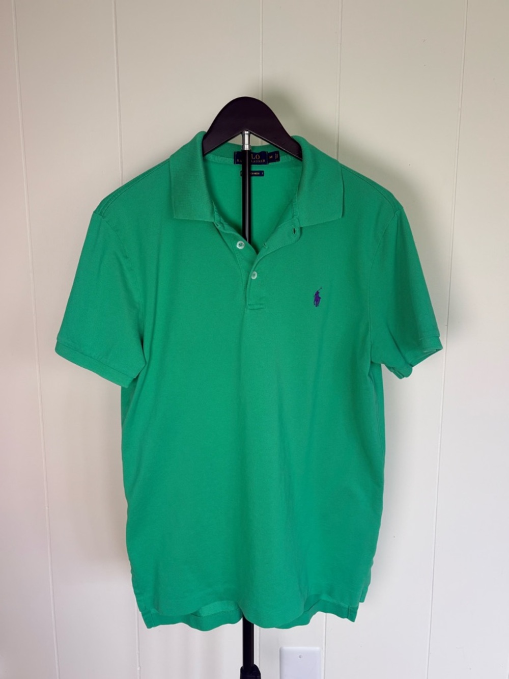 Polo by Ralph Lauren Men’s Green stretch Mesh Polo Shirt Purple Pony Size M